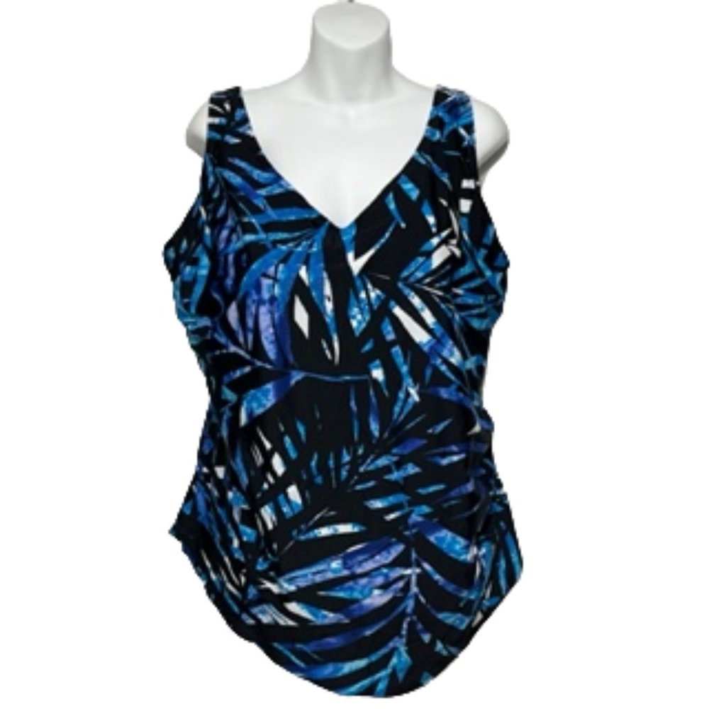 SWIMSUITS FOR ALL Sarong Front One-Piece Swimsuit NWT Size 22